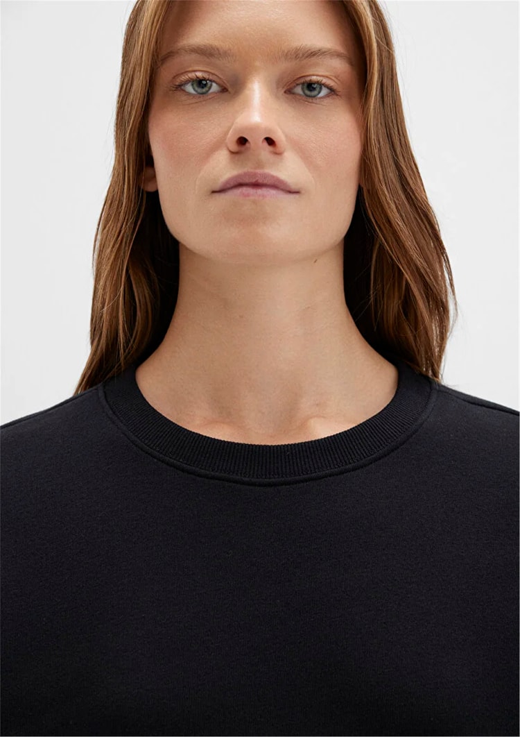 Mavı K25 M1610198-900 Sıyah Kadın Oversıze O Yaka Basıc Sweatshırt