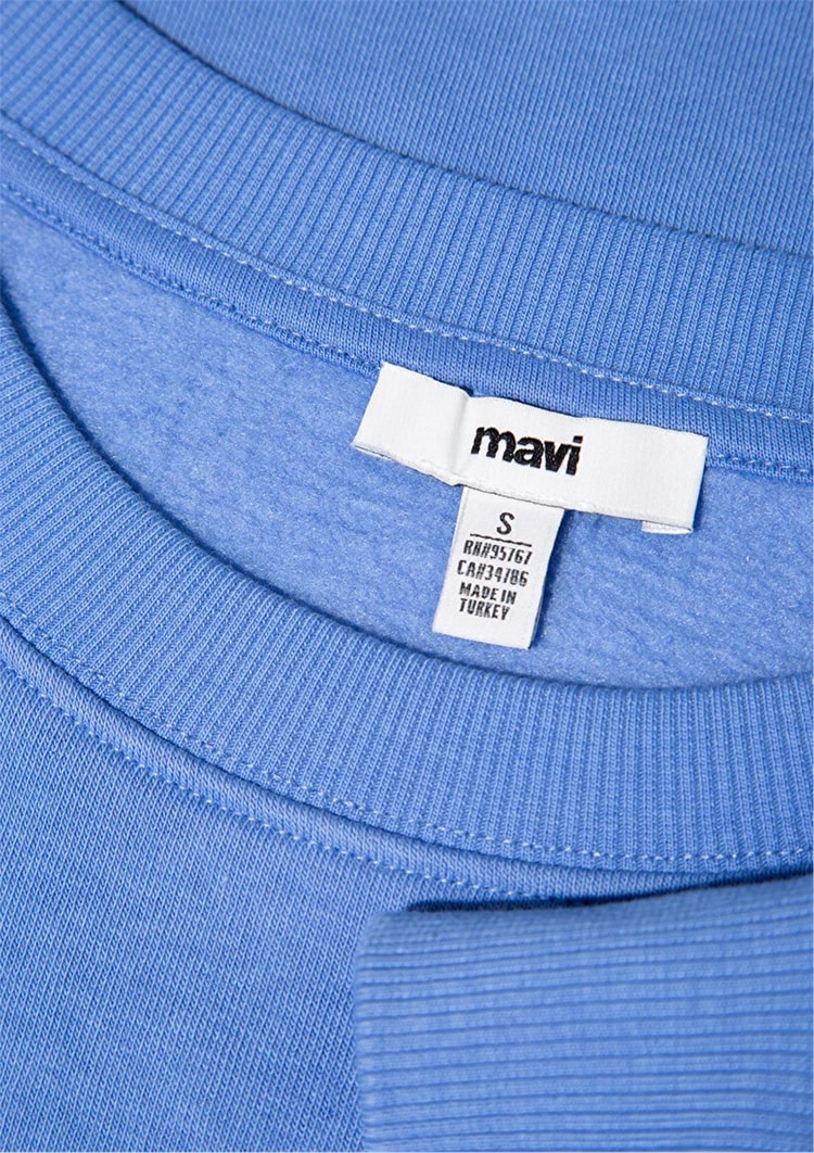 Mavı K26 M1610198-70790 Koyu Mavı Kadın Bısıklet Yaka Oversıze Basıc Sweatshırt