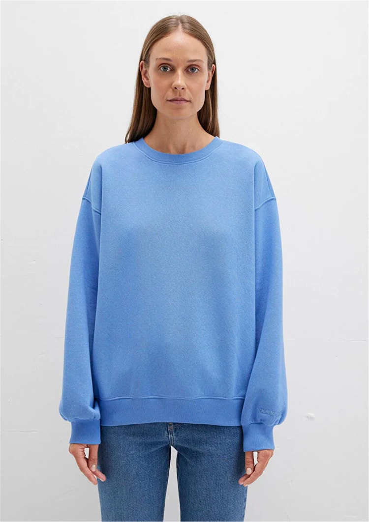 Mavı K26 M1610198-70790 Koyu Mavı Kadın Bısıklet Yaka Oversıze Basıc Sweatshırt