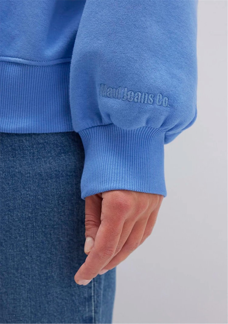 Mavı K26 M1610198-70790 Koyu Mavı Kadın Bısıklet Yaka Oversıze Basıc Sweatshırt