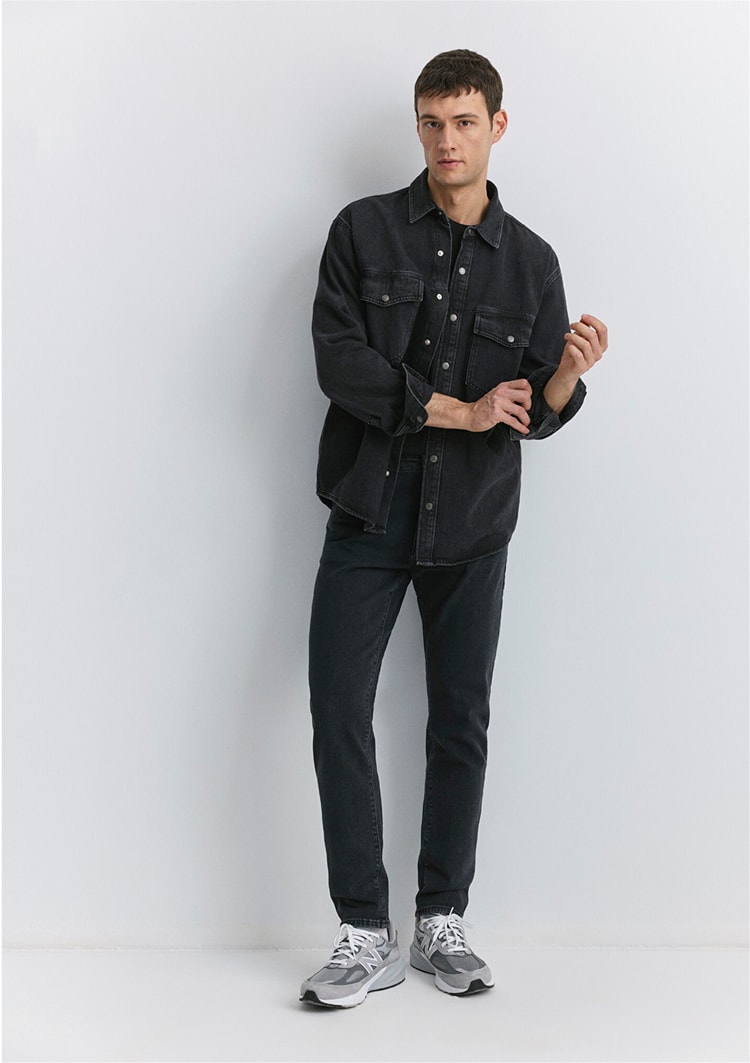 Mavı M0081089340 Mılan Iron Grey Mavı Black Erkek Tapered Denım Pantolon