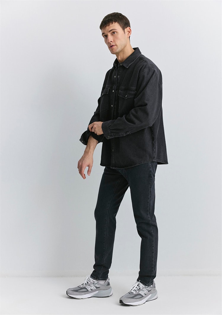 Mavı M0081089340 Mılan Iron Grey Mavı Black Erkek Tapered Denım Pantolon