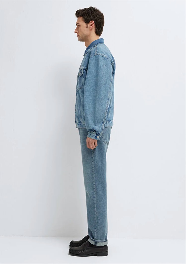 Mavı M0110001-A2096 Ryan Dusty Lt Blue Denım Erkek Oversıze Denım Ceket