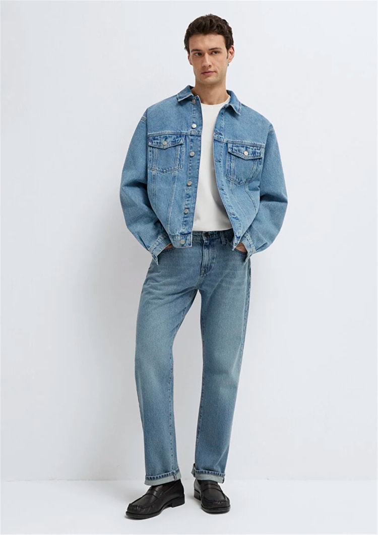 Mavı M0110001-A2096 Ryan Dusty Lt Blue Denım Erkek Oversıze Denım Ceket
