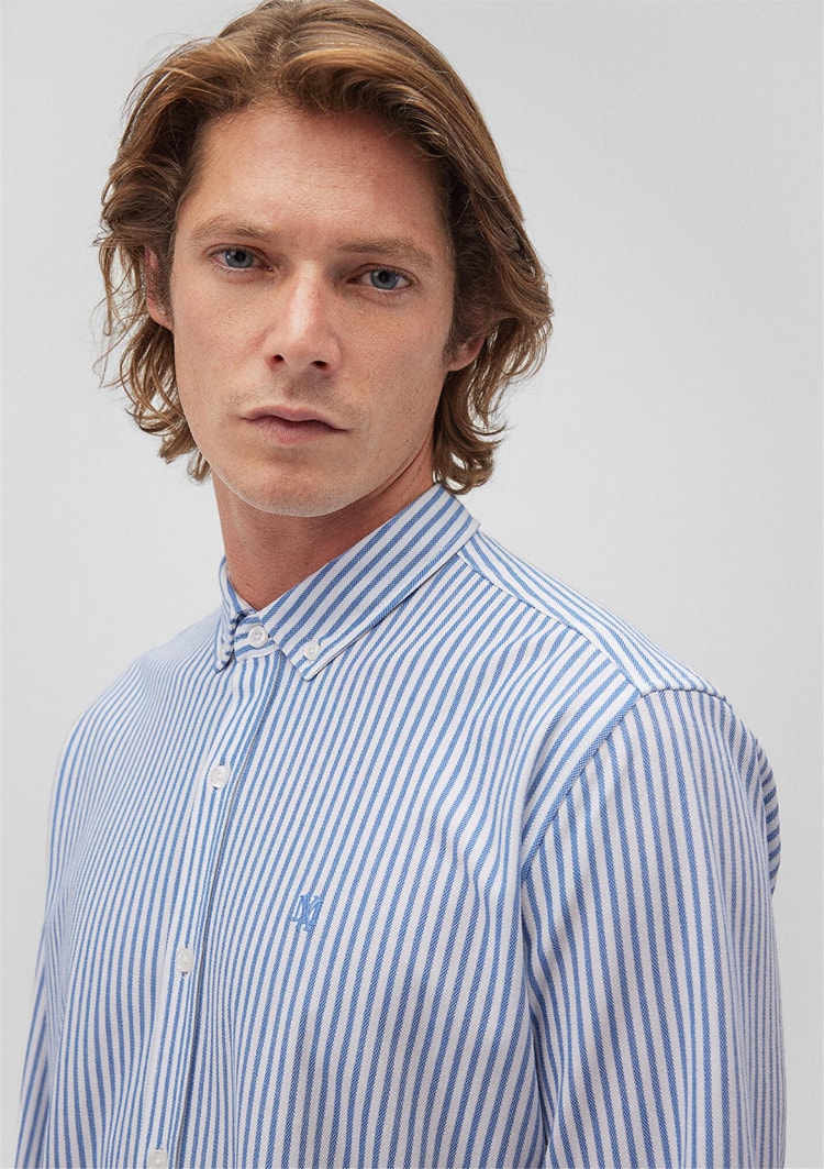 Mavi M0210527-70718 Koyu Denim Erkek Çizgili Uzun Kollu Gömlek