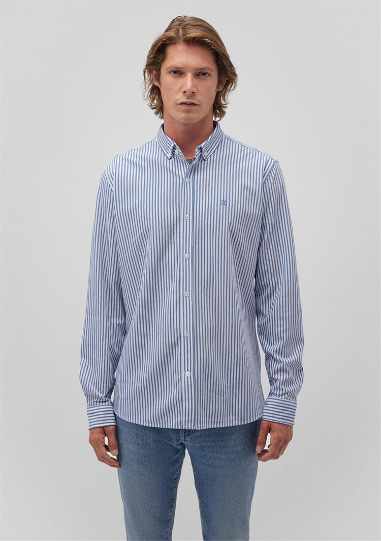 Mavi M0210527-70718 Koyu Denim Erkek Çizgili Uzun Kollu Gömlek
