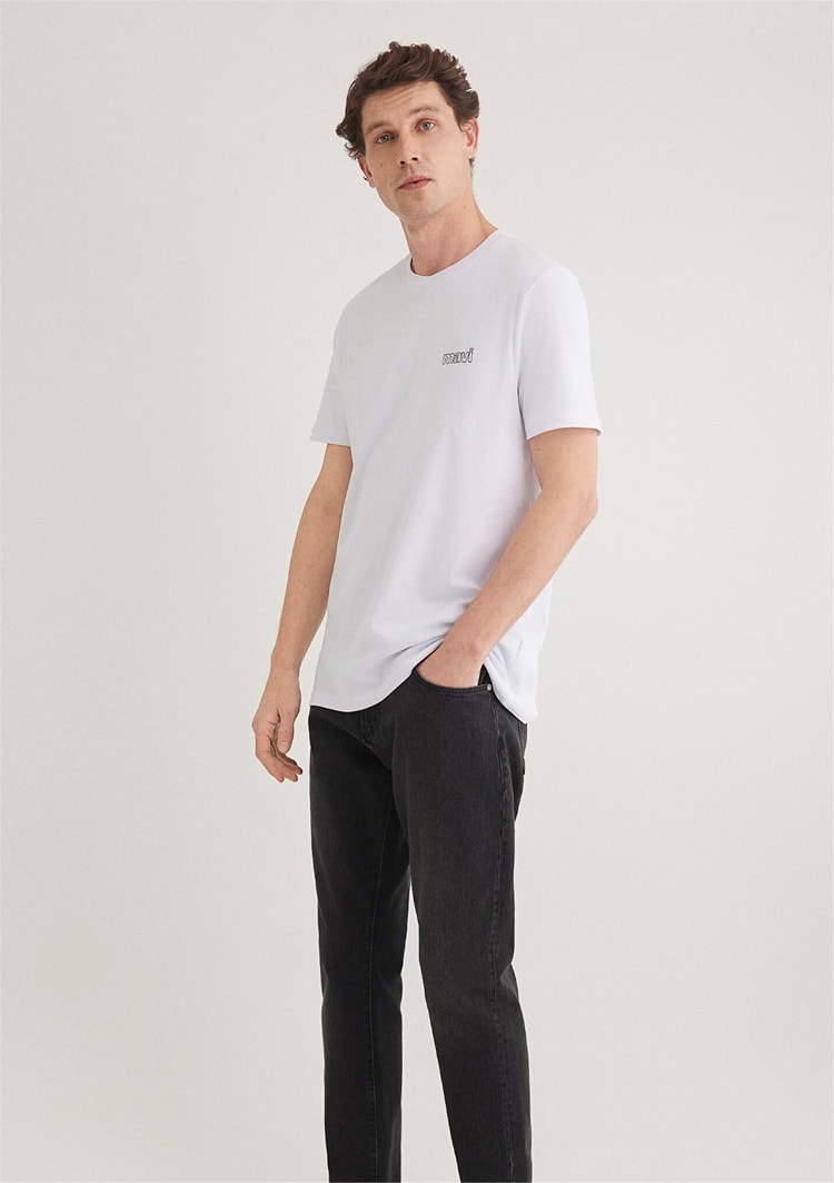 Mavi M0610360-620 Beyaz Erkek Slim Basic T-Shirt