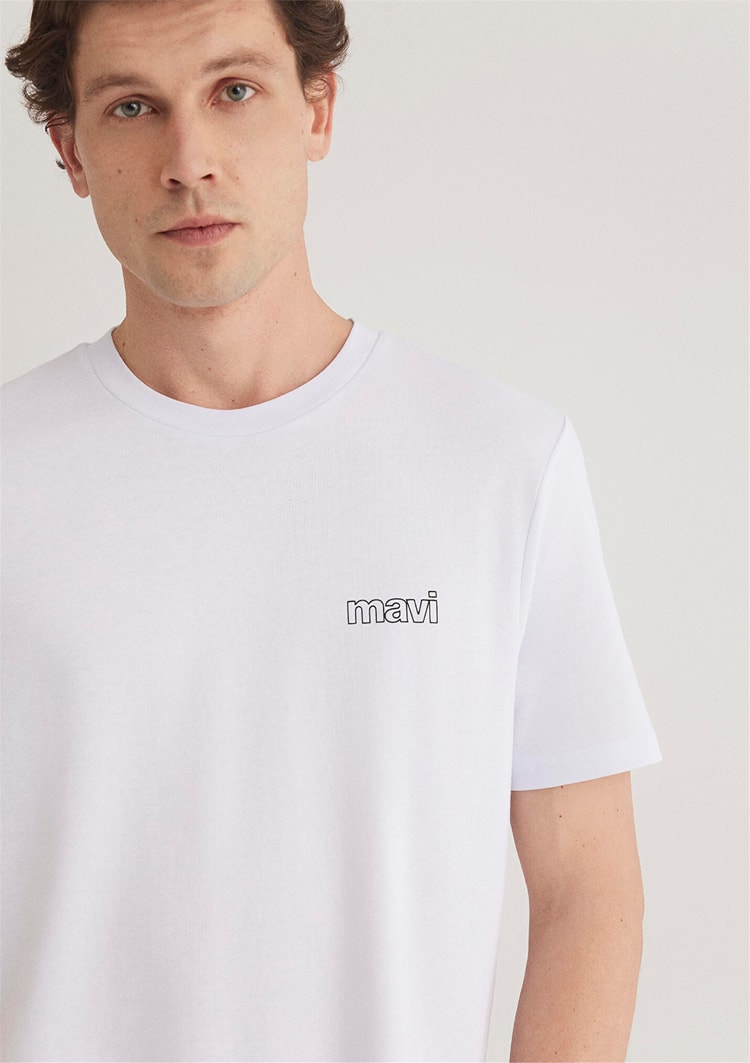 Mavi M0610360-620 Beyaz Erkek Slim Basic T-Shirt