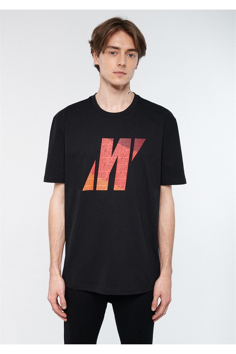 Mavi M0611502-900 Siyah Erkek Loose Bisiklet Yaka T-Shirt