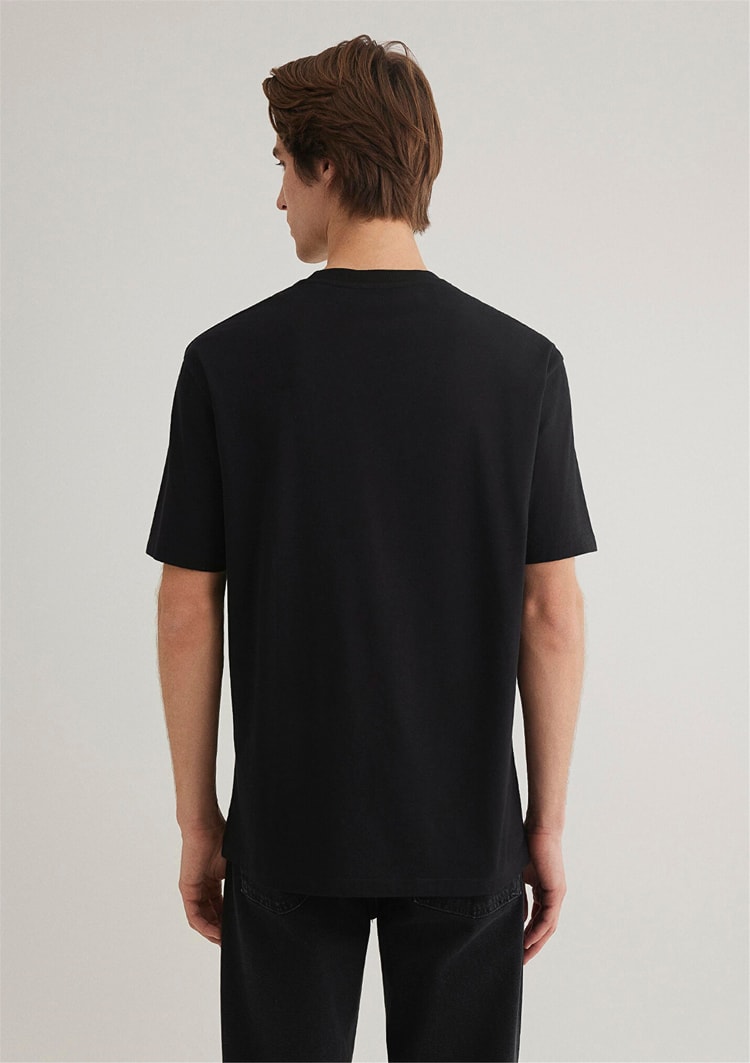Mavı M0611711-900 Sıyah Erkek Loose Mavı Logo Baskılı T-Shırt