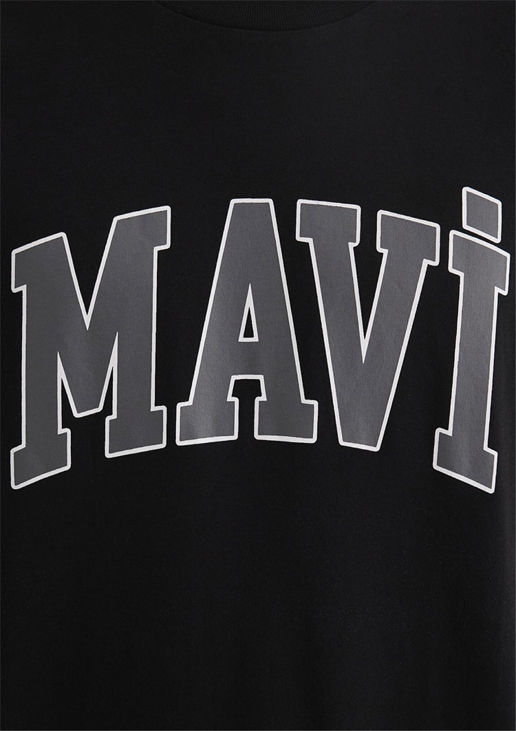 Mavı M0611711-900 Sıyah Erkek Loose Mavı Logo Baskılı T-Shırt