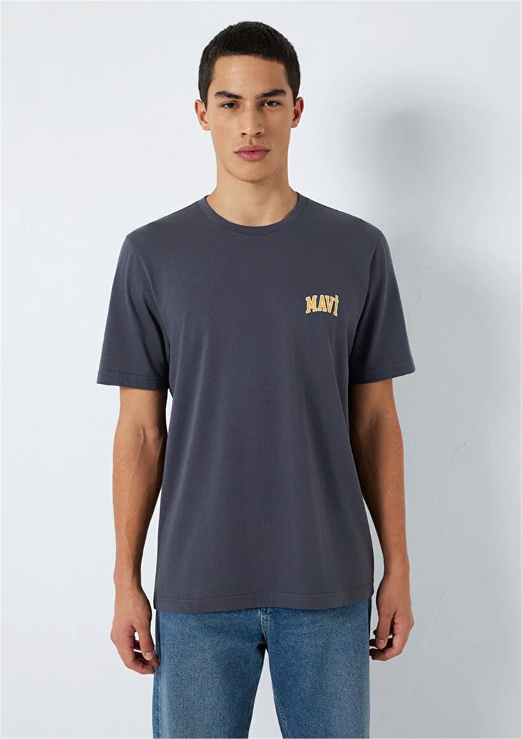 Mavı M0611714-70101 Nıne Iron Erkek Regular Mavı Logo Baskılı T-Shırt