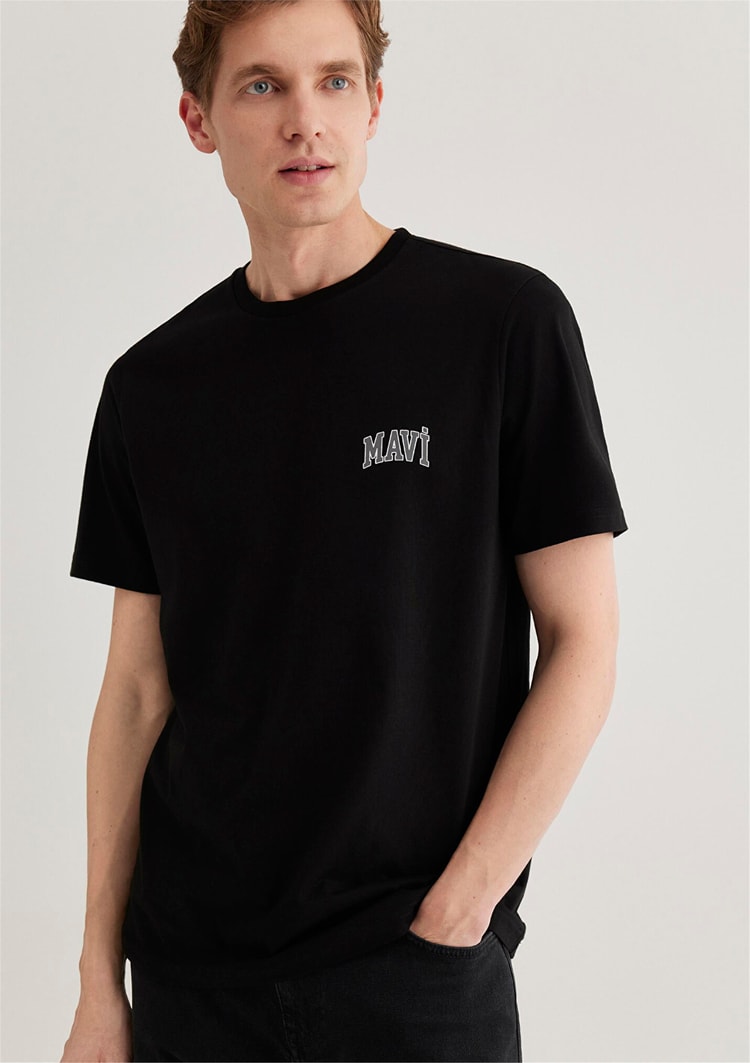 Mavi M0611714-900 Siyah Erkek Regular Mavi Logo T-Shirt
