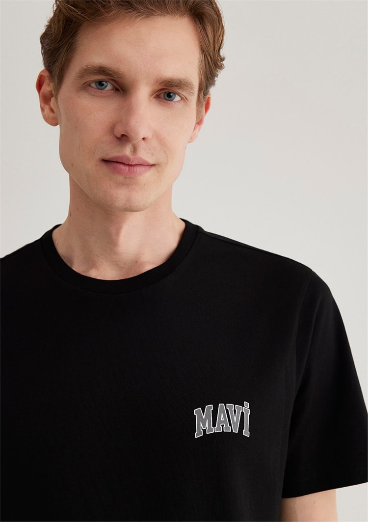 Mavi M0611714-900 Siyah Erkek Regular Mavi Logo T-Shirt
