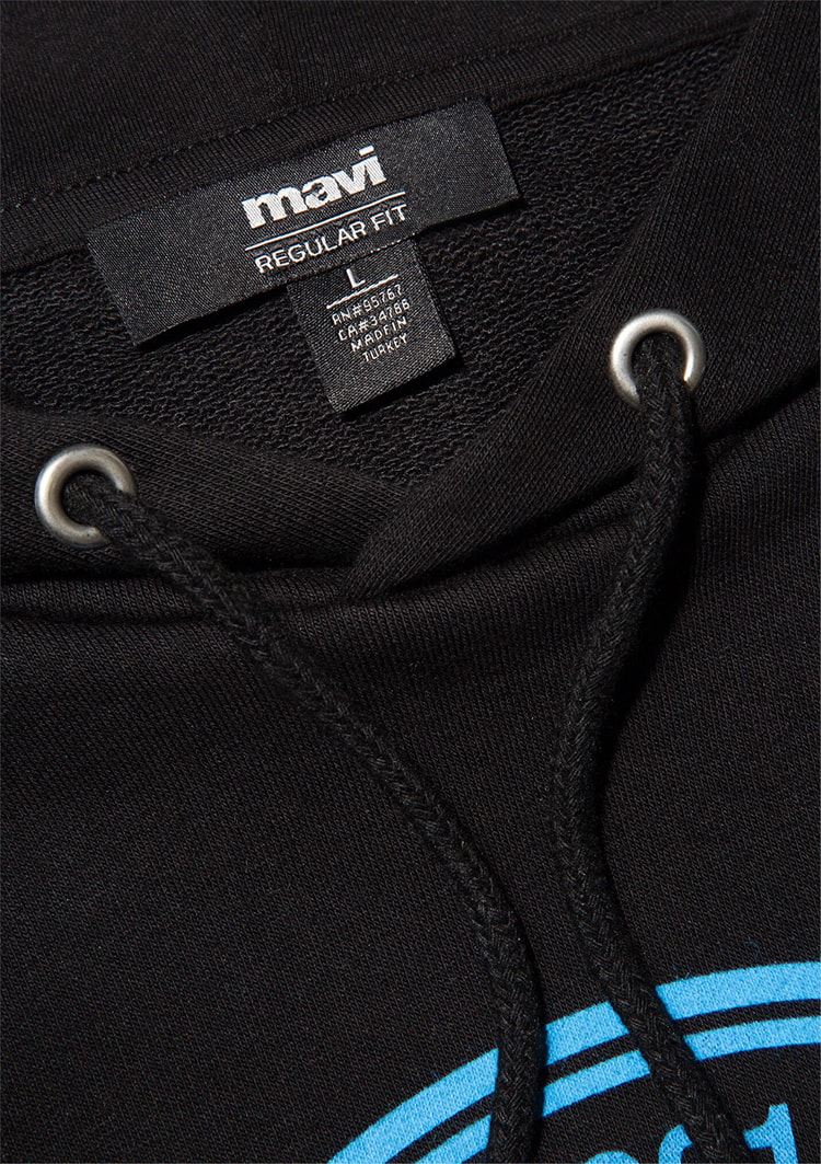 Mavi M0611721-900 Siyah Erkek Regular Kapuşonlu Logo Baskılı Sweatshirt