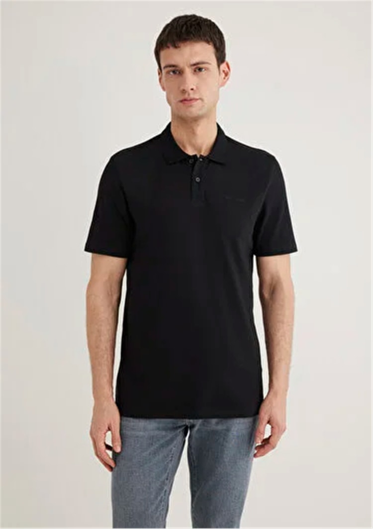 Mavı M0611837-900 Sıyah Erkek Regular Polo Yaka T-Shırt