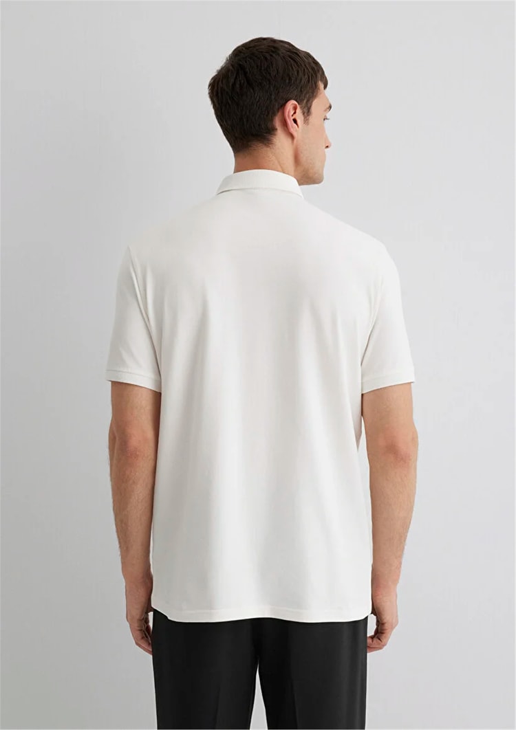 Mavı M0612011-70057 Kırık Beyaz Erkek Regular Polo T-Shırt