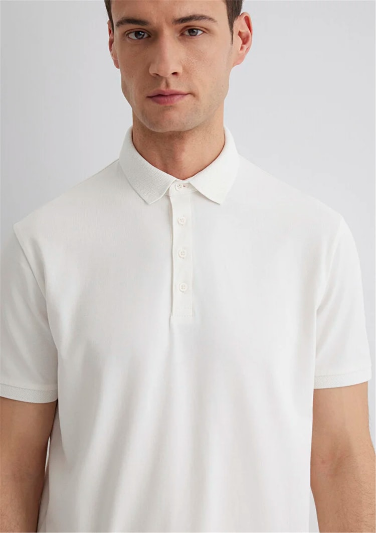 Mavı M0612011-70057 Kırık Beyaz Erkek Regular Polo T-Shırt