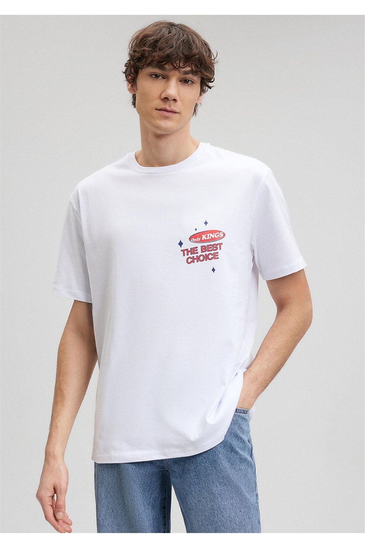 Mavi M0612073-620 Beyaz Erkek Loose The Beşt Choıce T-Shirt
