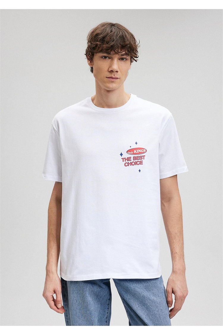 Mavi M0612073-620 Beyaz Erkek Loose The Beşt Choıce T-Shirt