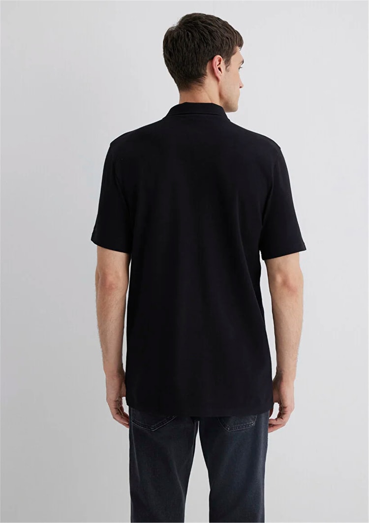 Mavı M0612525-900 Sıyah Erkek Regular Half Zıp Polo T-Shırt