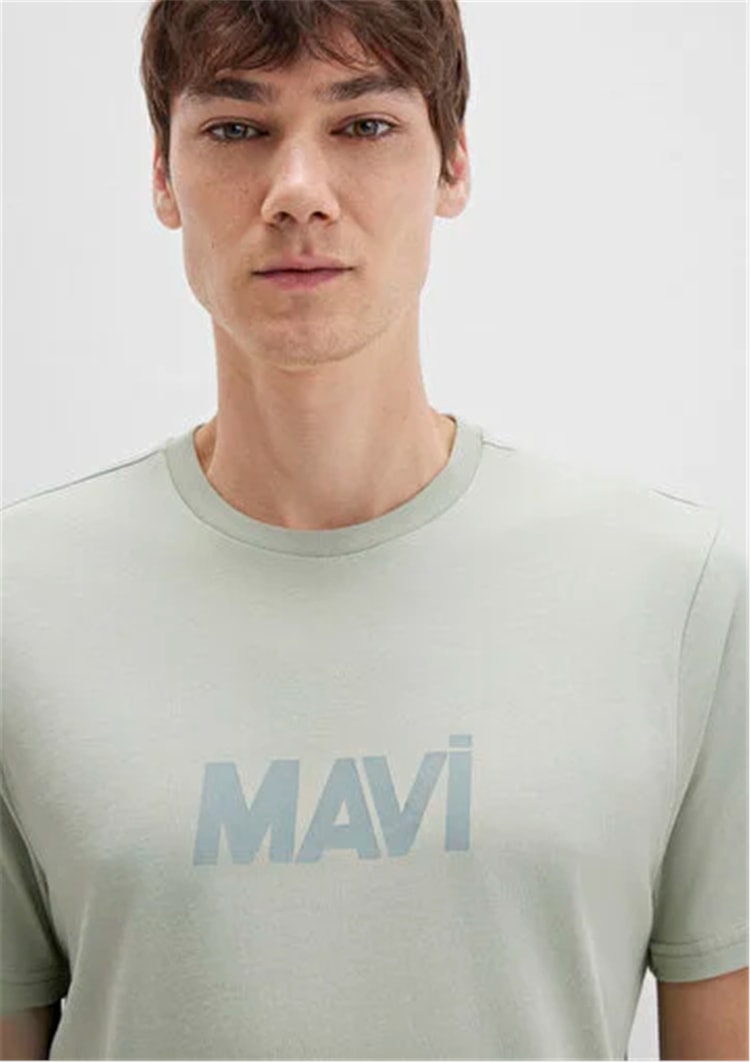 Mavı M0612896-83995 Aqua Grısı Erkek Regular Logo Baskılı T-Shırt