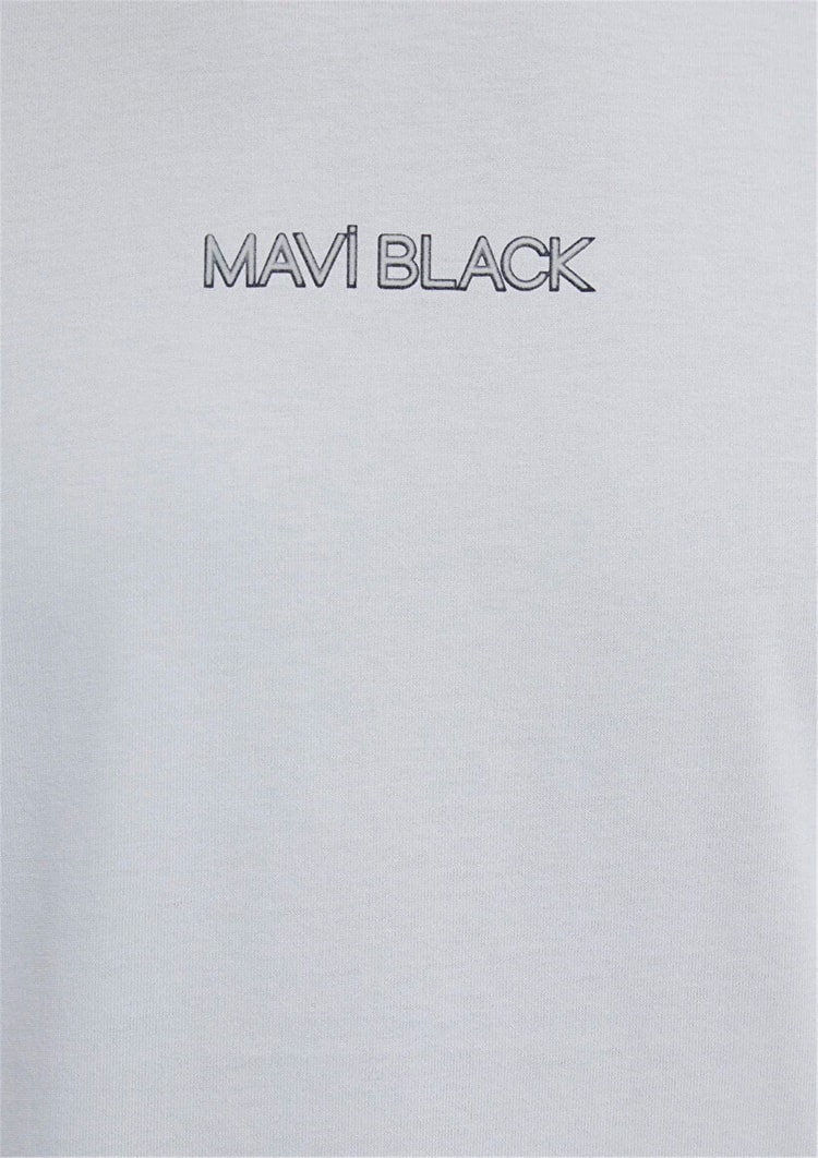 Mavı M0613135-70802 Pearl Blue Erkek Regular Mavı Black Baskılı T-Shırt