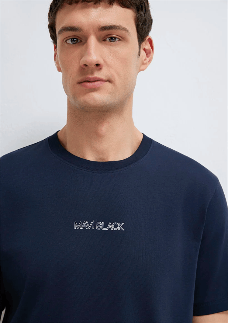 Mavı M0613135-86623 Sky Captaın Erkek Regular Mavı Black Baskılı T-Shırt