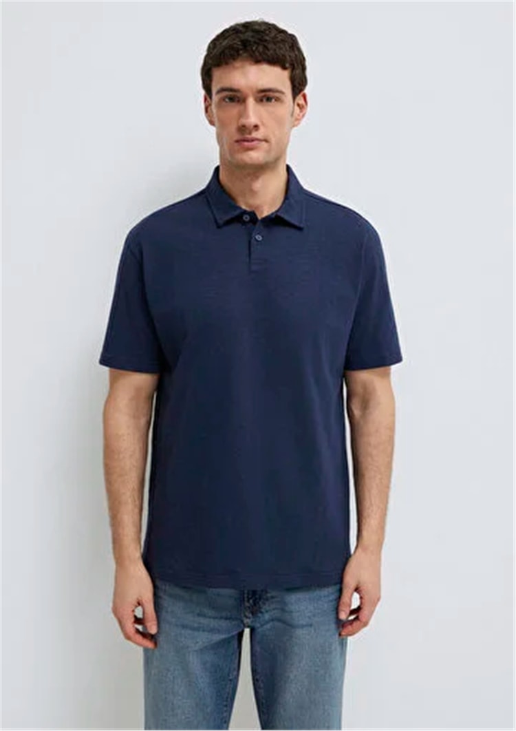 Mavı M0613152-70490 Gece Lacıvert Erkek Oversıze Polo Yaka T-Shırt