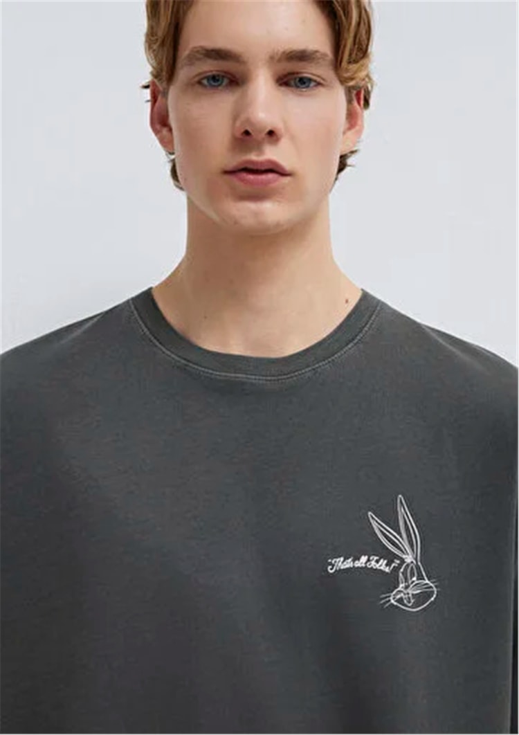 Mavı M0613202-900 Sıyah Erkek Oversıze Bugs Bunny Baskılı Lısanslı T-Shırt