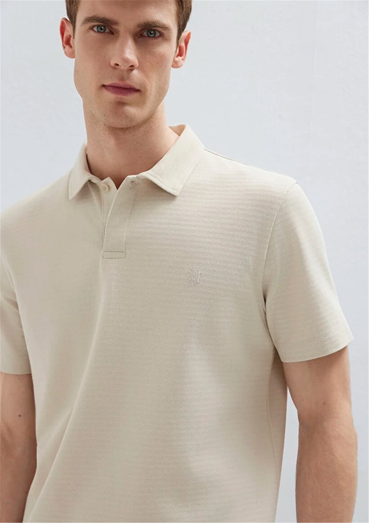 Mavı M0613267-70144 Ay Tası Bejı Erkek Regular Polo T-Shırt
