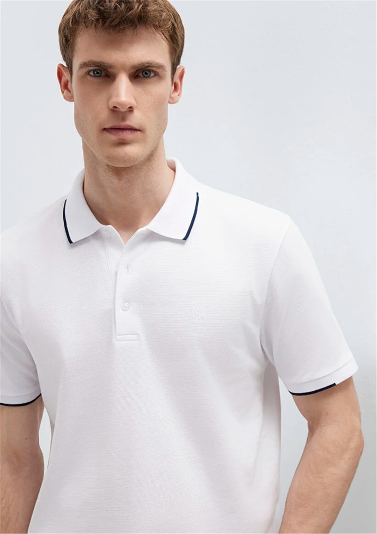 Mavı M0613272-620 Beyaz Erkek Regular Polo T-Shırt