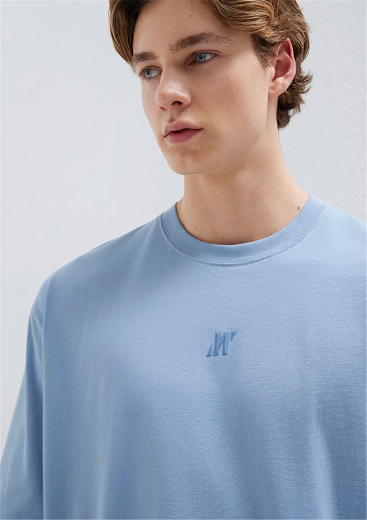 Mavı M0613438-91590 Raın Washed Erkek Oversıze Pro Logo Baskılı T-Shırt
