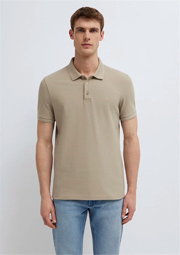 Mavı M064946-80697 Kum Erkek Slım Polo T-Shırt