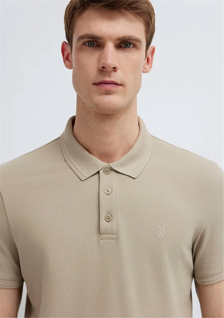 Mavı M064946-80697 Kum Erkek Slım Polo T-Shırt