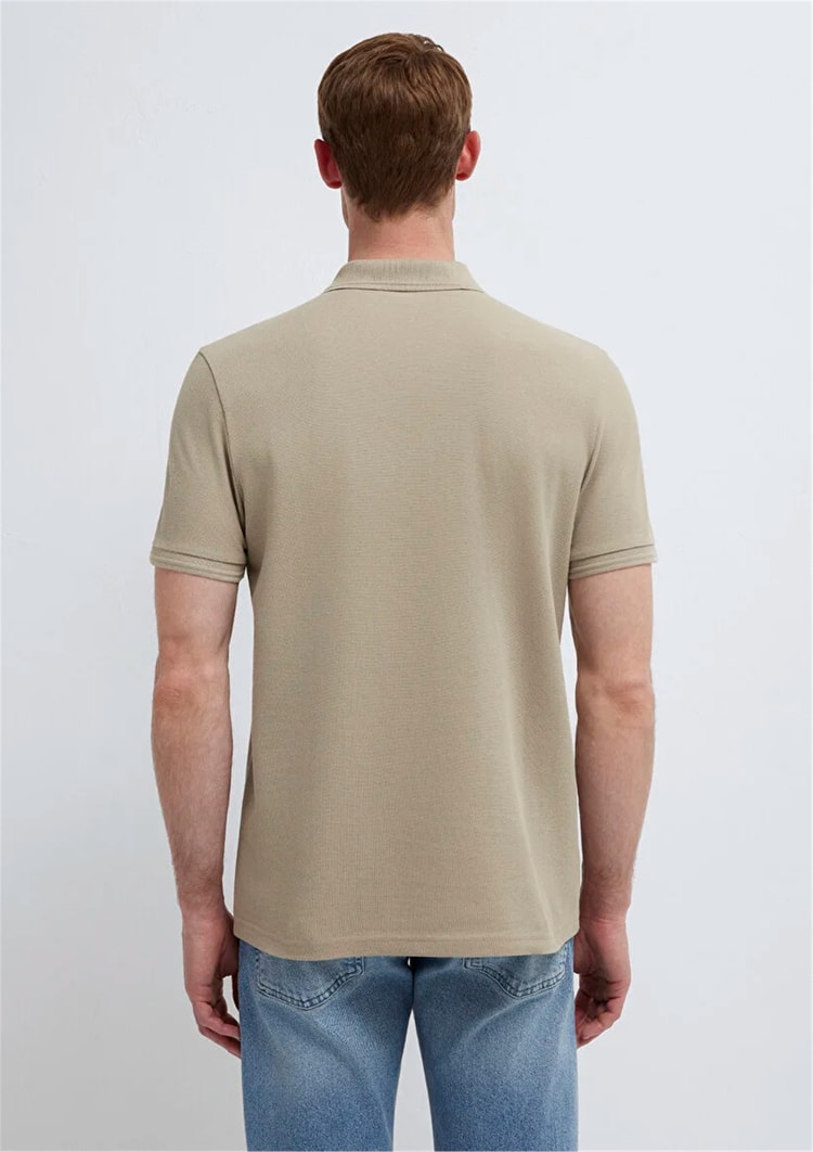 Mavı M064946-80697 Kum Erkek Slım Polo T-Shırt