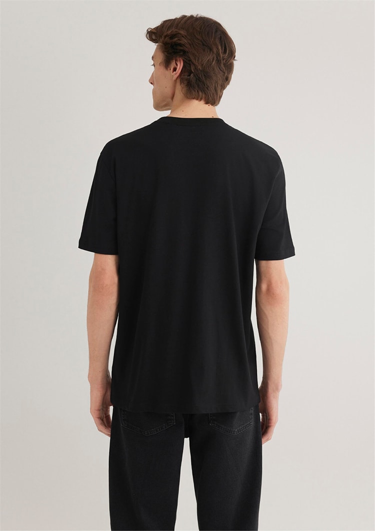Mavi M066878-900 Siyah Erkek Batman Reflektor Baskılı T-Shirt