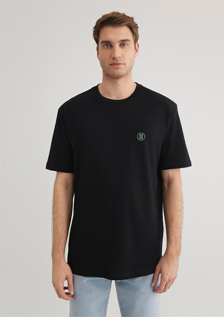 Mavi M067074-900 Siyah Erkek Logo Nakışlı T-Shirt
