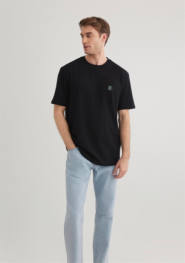 Mavi M067074-900 Siyah Erkek Logo Nakışlı T-Shirt