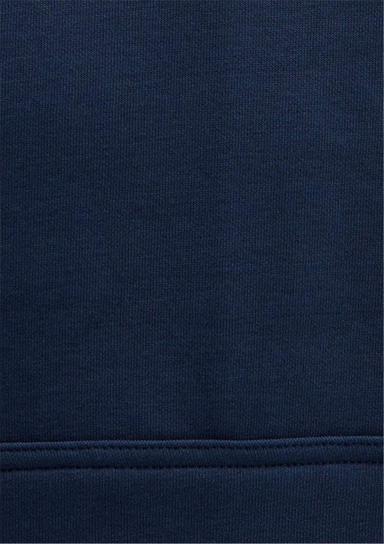 Mavı M067149-29743 Gece Lacıvert Erkek Mavı Logo Baskılı Kapusonlu Oversıze Sweatshırt