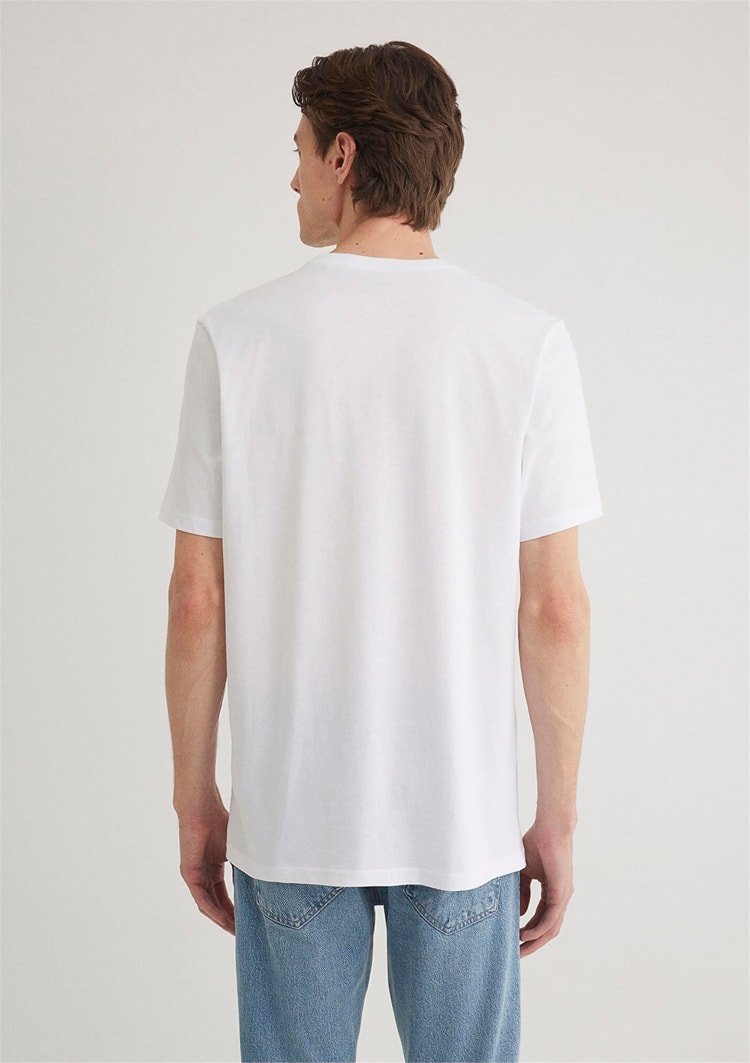 Mavi M067153-620 Beyaz Erkek Regular Mıav Baskılı T-Shirt