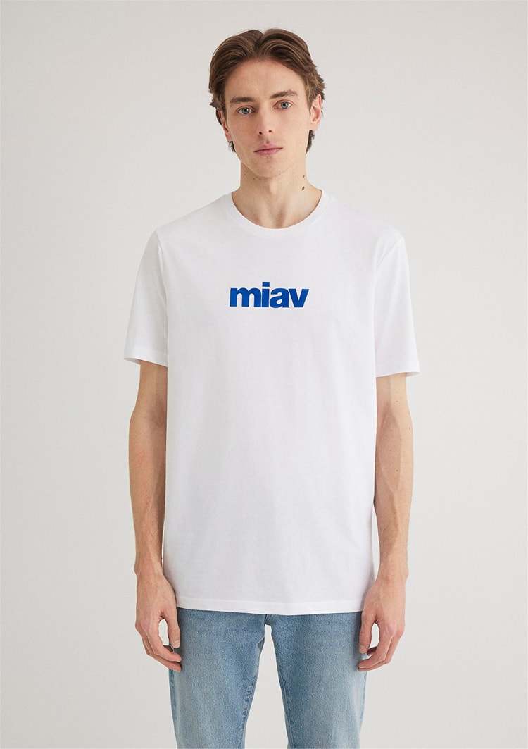 Mavi M067153-620 Beyaz Erkek Regular Mıav Baskılı T-Shirt