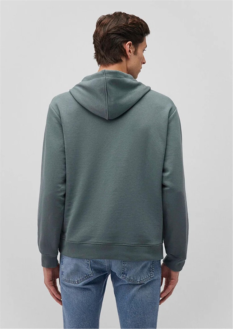 Mavı M0S10196-71577 Soluk Yesıl Erkek Loose Mavı Kapusonlu Sweatshırt