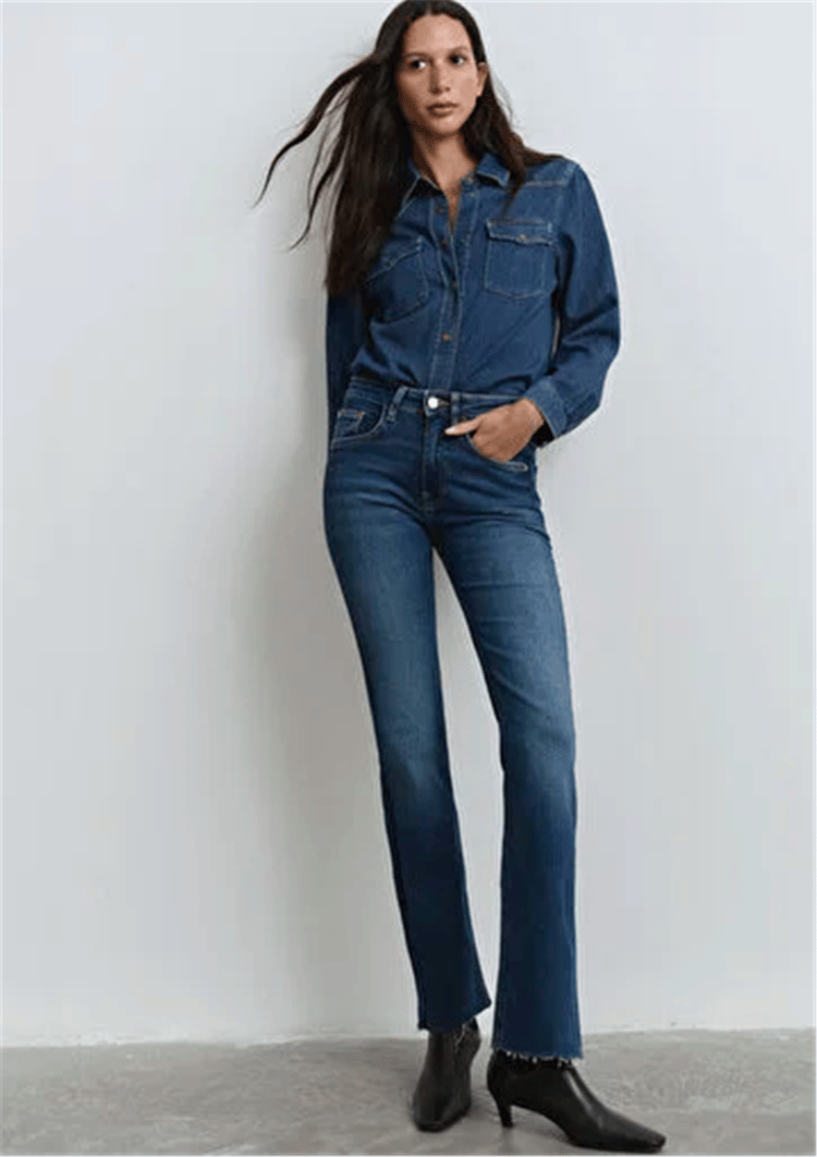 Mavı M101225-80680 Marıa Dark Blue Gold Denım Kadın Flare Boot Cut Denım Pantolon