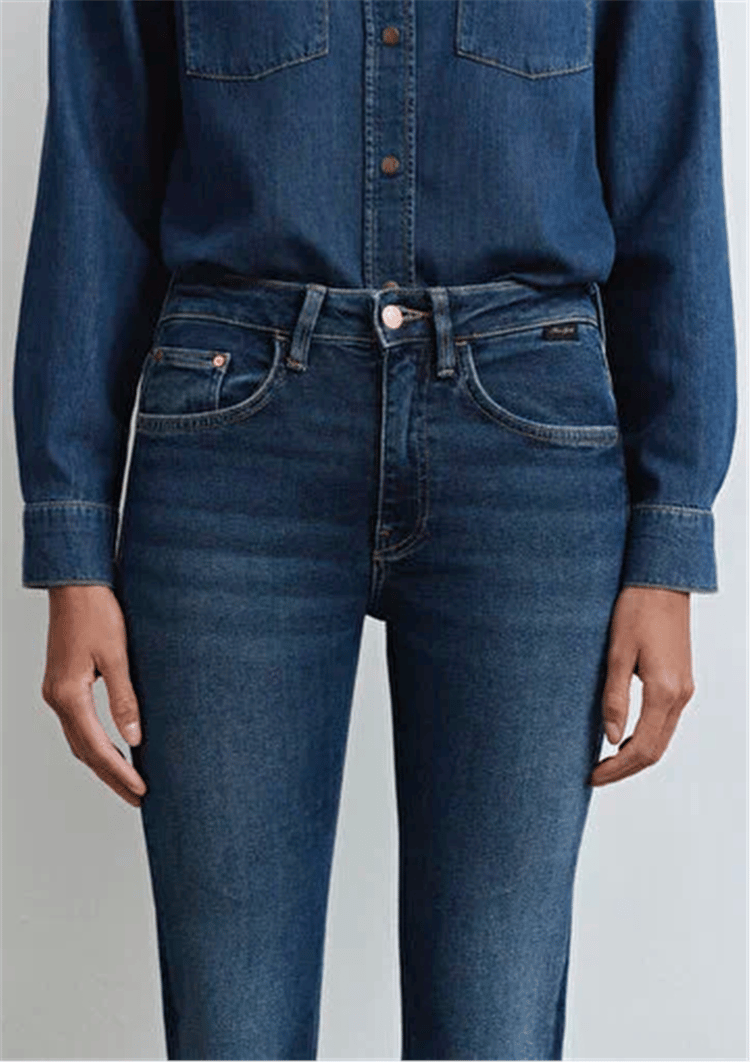 Mavı M101225-80680 Marıa Dark Blue Gold Denım Kadın Flare Boot Cut Denım Pantolon