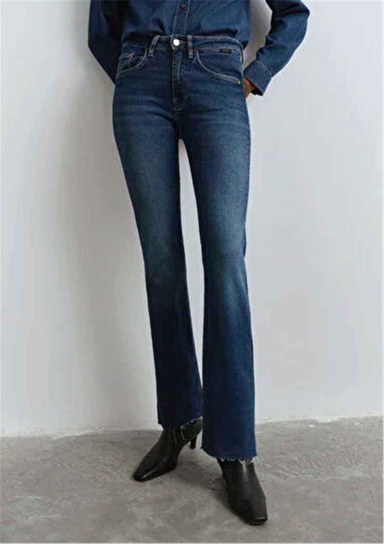 Mavı M101225-80680 Marıa Dark Blue Gold Denım Kadın Flare Boot Cut Denım Pantolon