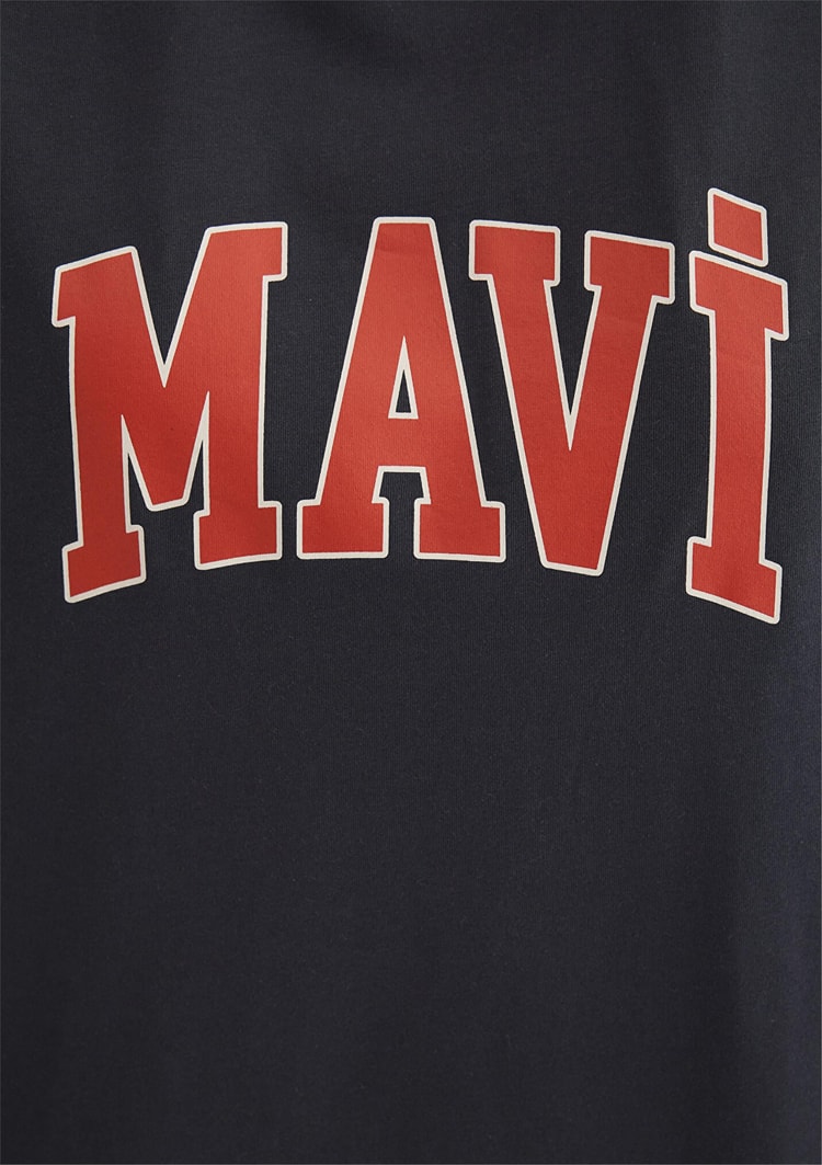 Mavi M1600843-82185 Koyu Antrasit Kadın Oversize Mavi Baskılı T-Shirt