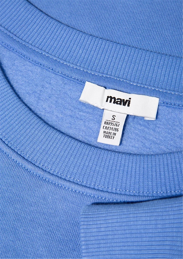 Mavı M1610198-70790 Koyu Mavı Kadın Bısıklet Yaka Oversıze Basıc Sweatshırt