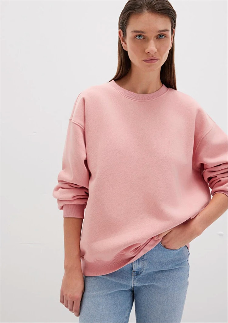 Mavı M1610198-91003 Rose Elegance Kadın Bısıklet Yaka Oversıze Basıc Sweatshırt