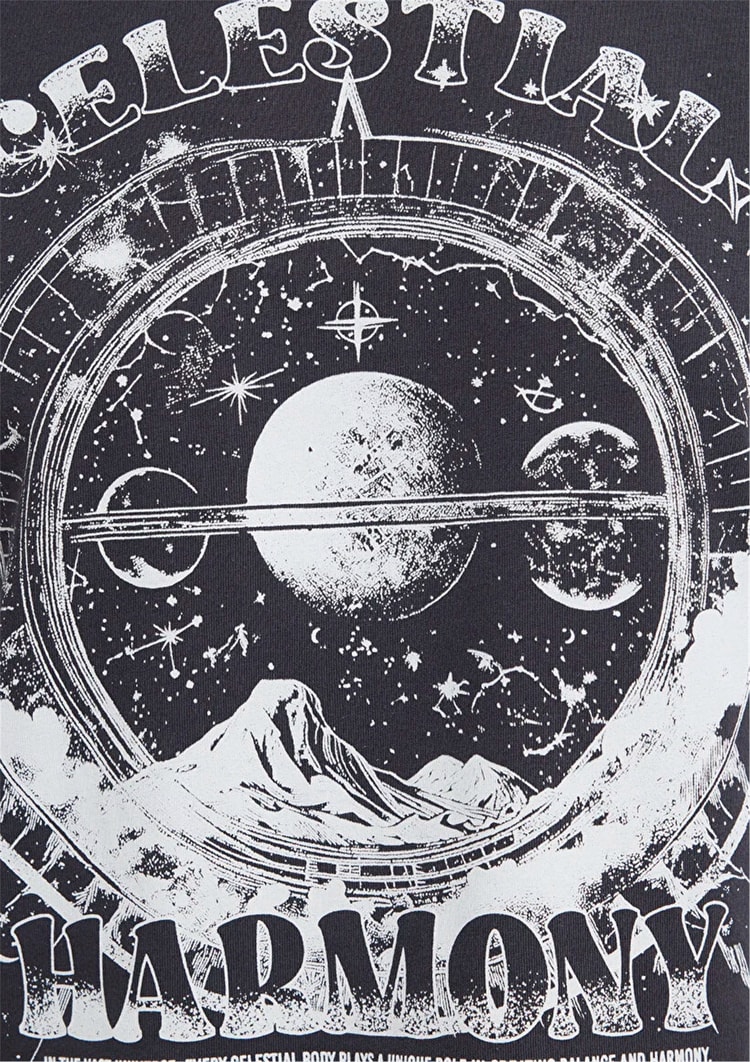 Mavı M1613742-70087 Komur Kadın Regular Astrolojı Baskılı T-Shırt